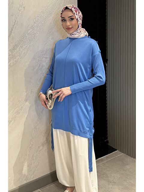 Julude Düğme Detaylı Tesettür Triko Tunik - S000179111-17234