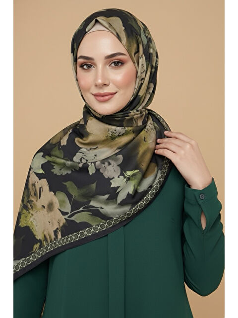 Tofisa Midnight Bloom Serisi Pamuk Şal Zümrüt - 27986-ZUMRUT - S000467728-18709