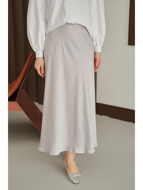 Locco Moda Kadın Saten Etek Gri - S000449613-20600