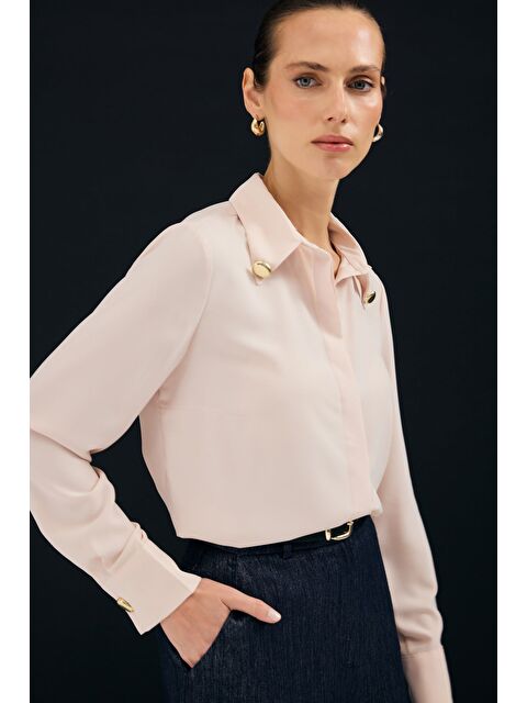 SATEEN Lucy Gömlek - Pudra