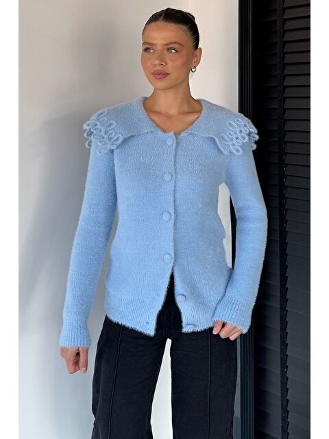 Gülseli Kadın Yaka Detaylı Yumoş İplik Triko Ceket - S000470111-17234