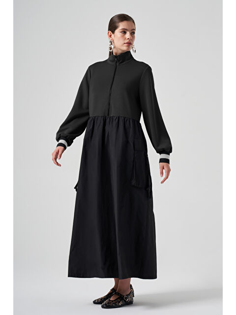 Nuss Paraşüt Detaylı Elbise 2004 Siyah - S000309897-19351