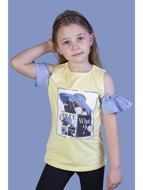 Toontoykids Kız Çocuk Şapkası Garnili Köpek Baskılı Tişört