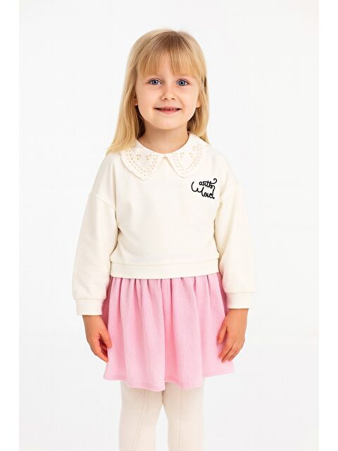 Chicsy Baby Kız Çocuk Trend Tasarım Yakalı Premium Sweatshirt Elbise