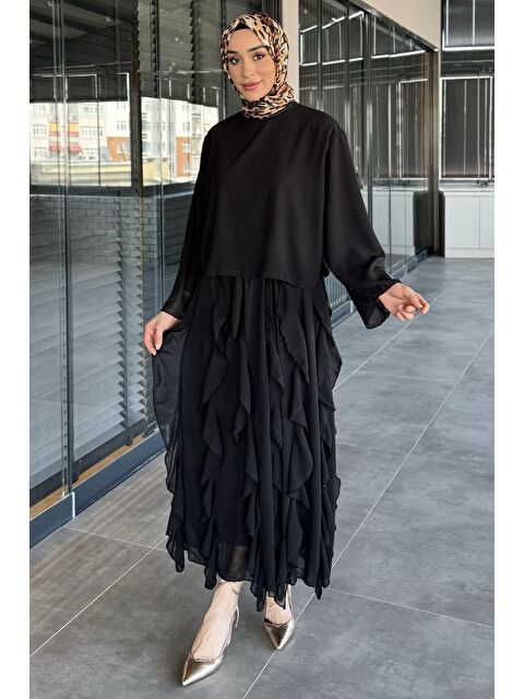 Julude Astarlı Fırfır Detaylı Şifon Etek Bluz İkili Takım - S000374905-19351