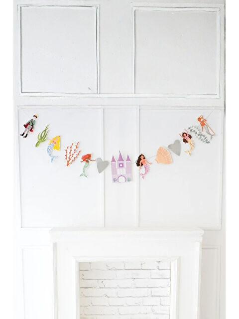 Le Mabelle Çok Renkli  Deniz Kızı ve Şato Temalı Parti Banner - S000487526-23173