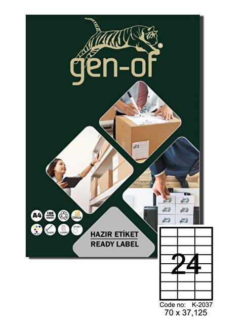 Gen-Of GK-2037 Laser Etiket 70x37.125 100 Sayfa(2400 Etiket) - S000332962-20063