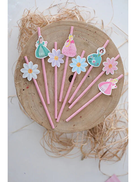 Le Mabelle Pembe  Prenses ve Çiçek Temalı 8'li Parti Pipeti - S000487527-20024