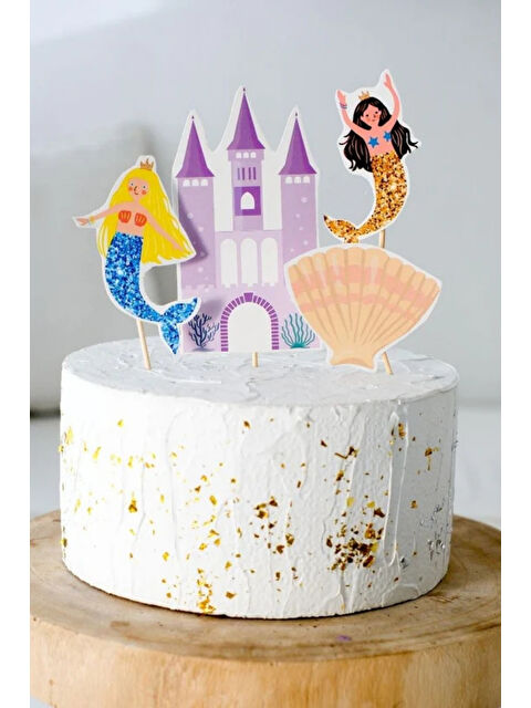Le Mabelle Çok Renkli  Deniz Kızı ve Şato Figürlü 4'lü Kürdan Pasta Süsü - S000487531-23173