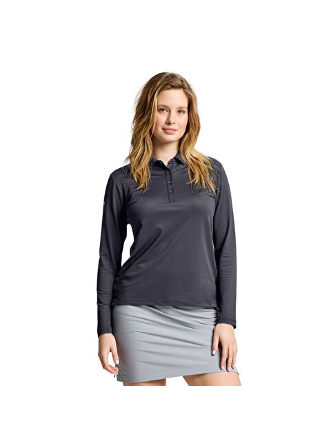 Slam Ws Tech Pique Polo Ls Kadın Gri Tişört - S000489892-19351