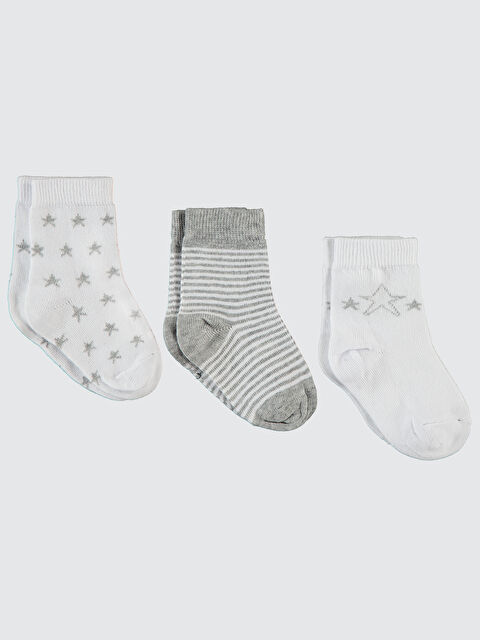 Civil Baby Erkek Bebek 3'lü Çorap Set 6-18 Ay Beyaz