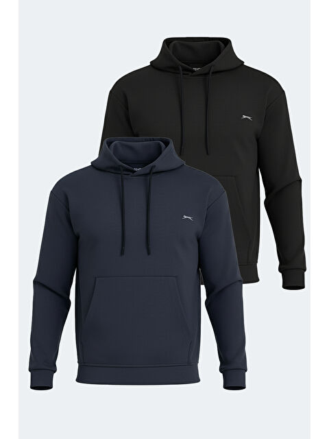 SLAZENGER KULA 2 li set Erkek Kapüşonlu Cepli Siyah - Gri Sweatshirt - S000459657-37430