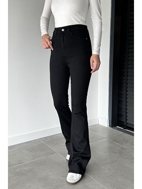 Gülseli Kadın Elastanlı İspanyol Paça Yüksek Bel Jean Jean Pantolon - S000470127-19351