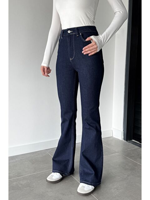 Gülseli Kadın Elastanlı İspanyol Paça Yüksek Bel Jean Jean Pantolon - S000470127-21164