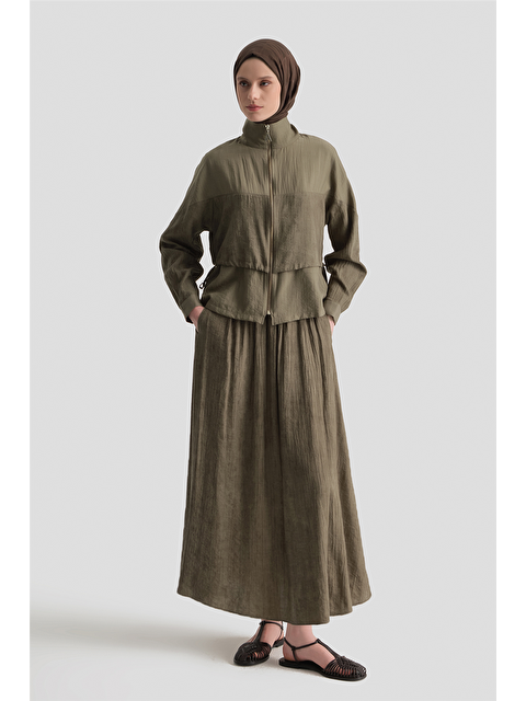 ARMİNE Efekt Kumaşlı Ceketli Takım Haki - S000518801-18547