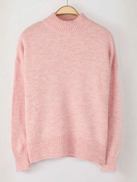 Trendseninle Pudra Pembe Geniş Kalıp Yumuşak Dokulu Dik Yaka Triko Kazak - S000503247-23490