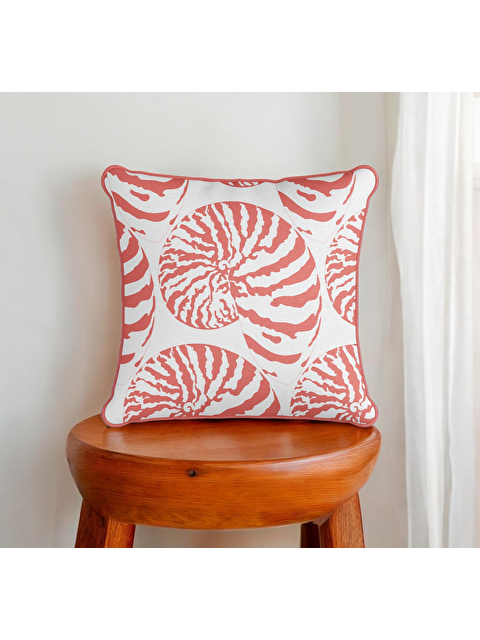 Asdiva Deniz Kabuğu Desen Pembe Biyeli Dekoratif Kırlent Kılıfı 43x43 - S000362084-20020