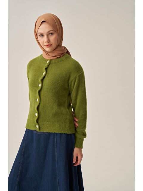 ALLDAY Yeşil-Yumuşak Dokulu Dügmeli Hırka - S000500122-18194