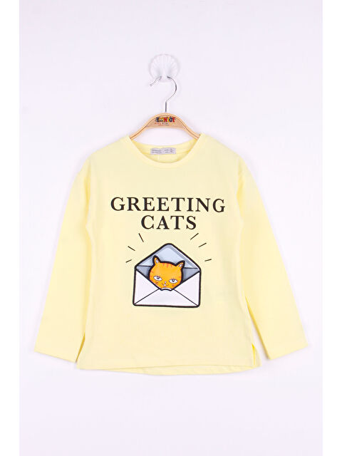 Toontoykids Kız Çocuk Kedi Baskılı T-Shirt