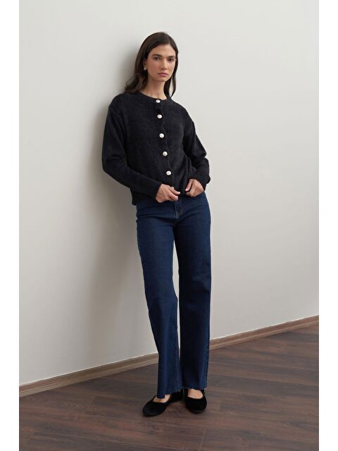 ALLDAY Siyah-Yumuşak Dokulu Dügmeli Hırka - S000500122-19351