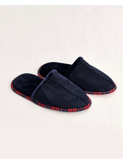 Chirpy Erkek Lacivert Süet Ekose Biyeli Kışlık Ev Terliği- Luke - S000462997-21164
