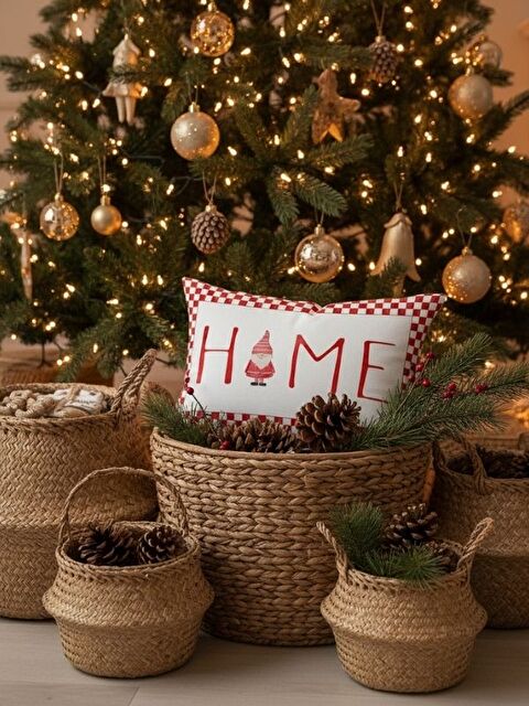 Evmila Home Desen Yılbaşı Kadife Dikdörtgen Kırlent Kılıfı 35x55 cm Çift Taraf Baskılı Fermuarlı - S000467022-20045