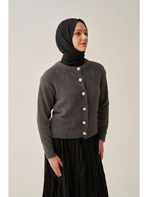 ALLDAY Antrasit-Yumuşak Dokulu Dügmeli Hırka - S000500122-29666