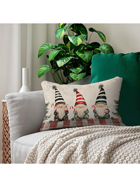 Evmila Yılbaşı Desenli Çift Taraf Baskılı Kadife Kırlent Kılıfı - 35x55 cm | Yumuşak Dokunuş,Özel Tasarım - S000463003-23173