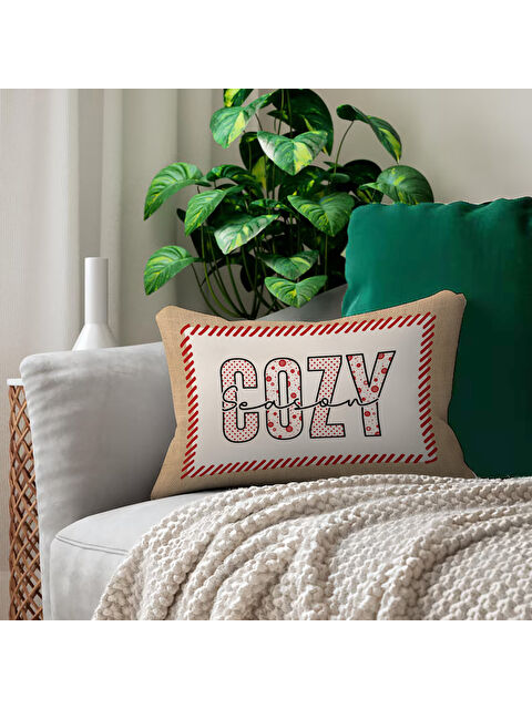 Evmila Yılbaşı Desenli Çift Taraf Baskılı Kadife Kırlent Kılıfı - 35x55 cm | Yumuşak Dokunuş,Özel Tasarım - S000463009-23173