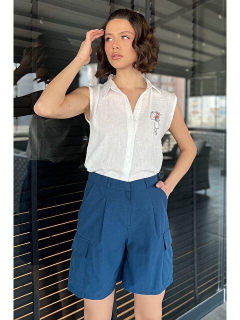 Gülseli Kadın Yüksek Bel Kargo Cepli Şort - S000365055-23093