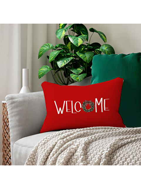 Evmila Yılbaşı Desenli Çift Taraf Baskılı Kadife Kırlent Kılıfı - 35x55 cm | Yumuşak Dokunuş,Özel Tasarım - S000463014-23173