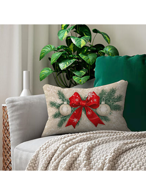 Evmila Yılbaşı Desenli Çift Taraf Baskılı Kadife Kırlent Kılıfı - 35x55 cm | Yumuşak Dokunuş,Özel Tasarım - S000463019-23173