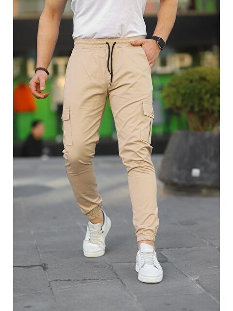 Comstar Erkek Slim Fit Beli ve Paçası Lastikli Kargo Cep Pantolon