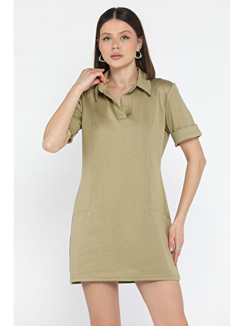 Gülseli Polo Yaka Duble Kol Kadın Elbise - S000365057-18547