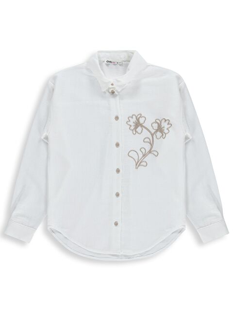 Civil Girls Çiçek Nakışlı 10-13 Yaş Gömlek - Beyaz