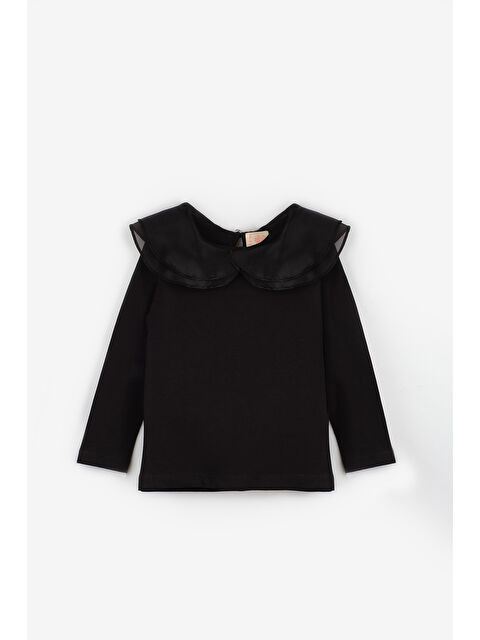 Le Mabelle Siyah Organze Yakalı Kız Çocuk Tişört - S000424904-19351