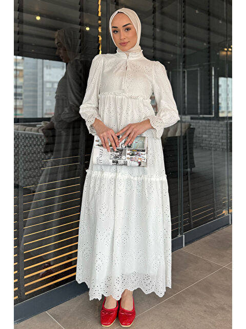 Julude Kadın Ön Bağlamalı Fırfırlı Fistolu Tesettür Elbise - S000361274-19966