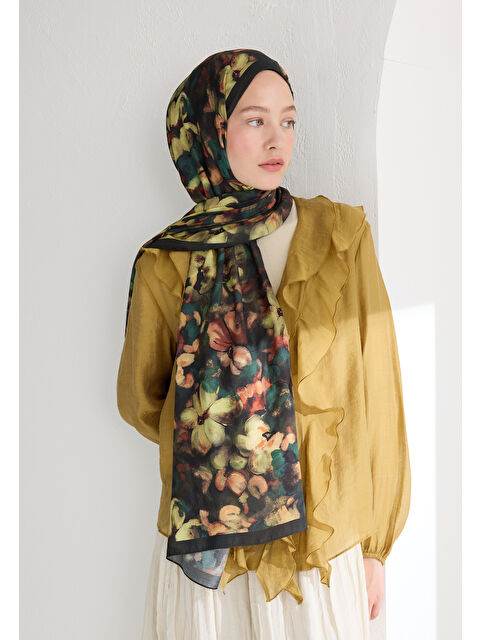 Fresh Scarfs HIBISCUS BEAUTY FLOŞ VİSKON ŞAL DERİN YEŞİL - S000426643-37467