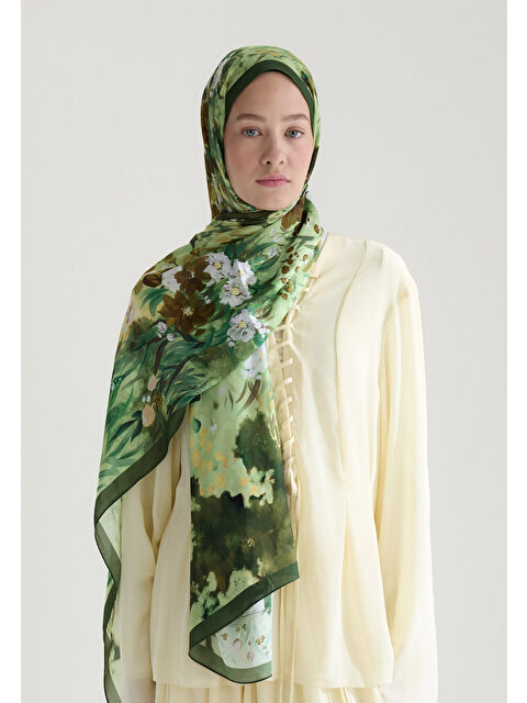 Fresh Scarfs SWEET GARDEN FLOŞ VİSKON ŞAL SOFT YEŞİL - S000426631-5206