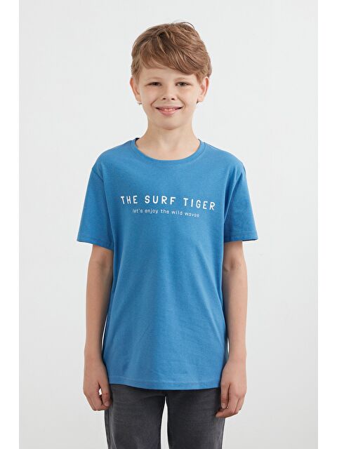 Fullamoda %100 Pamuk The Surf Tiger Baskılı Erkek Çocuk Tişört - S000404061-17234