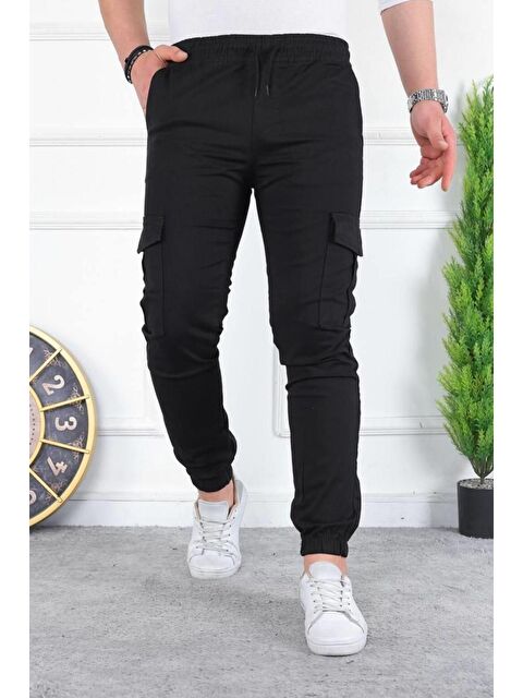 Comstar Erkek Yıkamalı Elastanlı Kumaş Kargo Bel Paça Lastikli