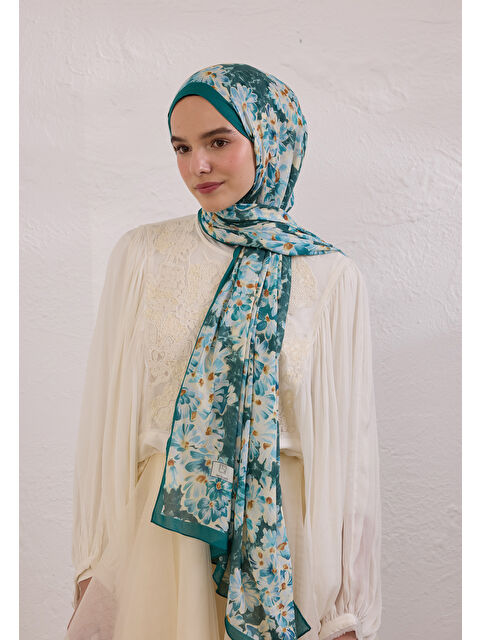 Fresh Scarfs CHERRY BLOSSOM DESEN RAMİ ŞAL OKYANUS - S000420267-4581