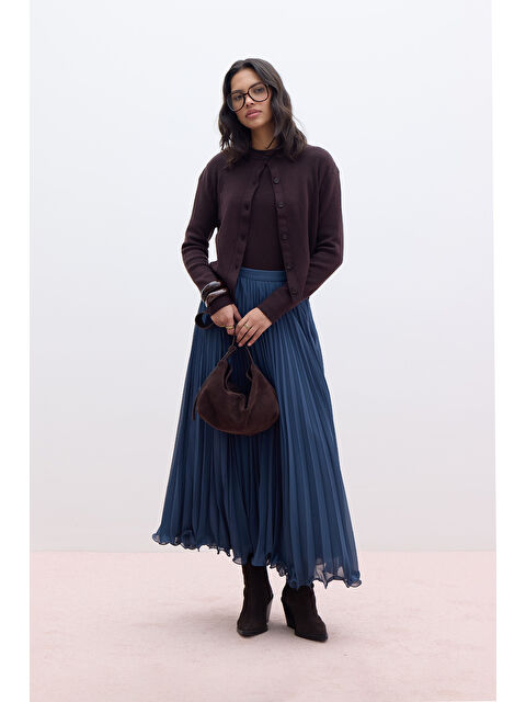 Manuka Pliseli Etek Petrol - S000389231-20019