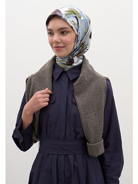 Fresh Scarfs VANILLA BLOSSOM DESEN PAMUKLU VİSKON EŞARP LACİVERT - S000458607-37650