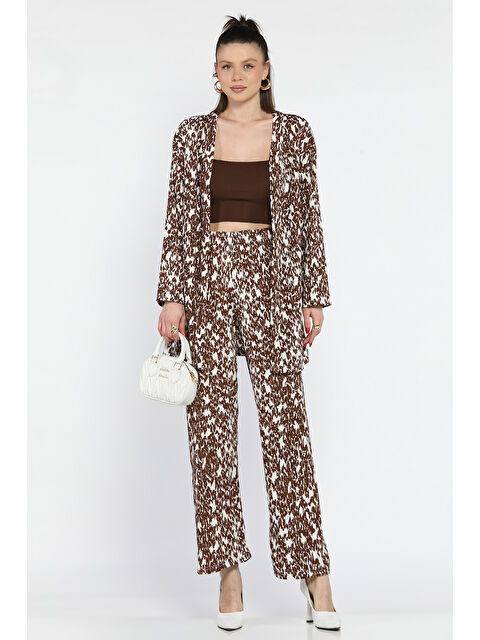 Gülseli Kadın Desenli Kimono Pantolon İkili Takım - S000365064-19413