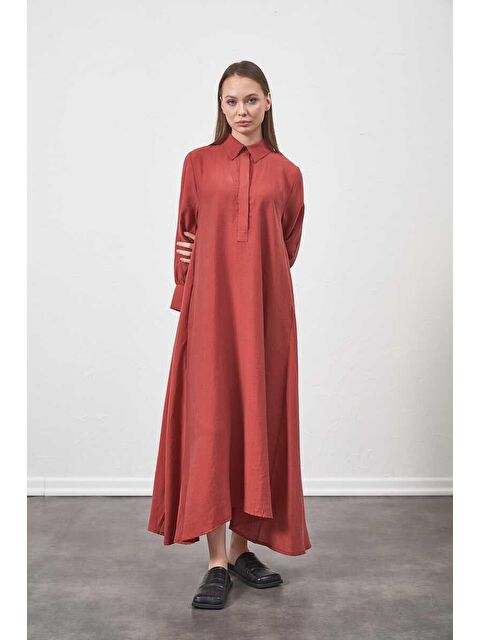 Mevra A Pile Ekstra Salaş Modal Elbise Gül Kurusu - S000508279-20028