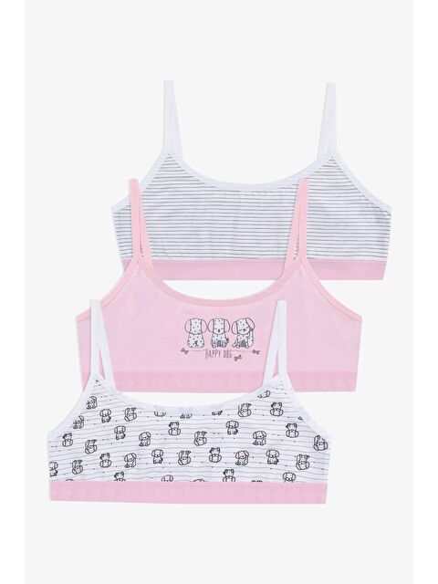 Koza İç Giyim Kız Çocuk 3'lü İp Askılı Yarım Atlet - S000426373-37390