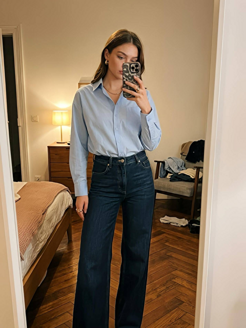 Pera Moda Oversize Arkası Uzun Önü Kısa Poplin Gömlek