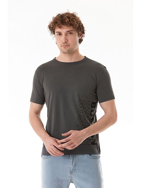 Fullamoda Boston Yazı Baskılı Bisiklet Yaka %100 Pamuk Tişört - S000380500-29666