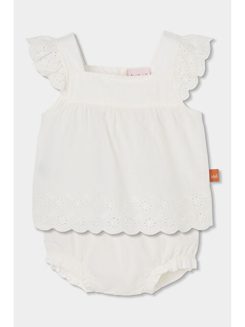 Boboli Kolları Fırfırlı 2'li Takım 6-24 Ay Beyaz